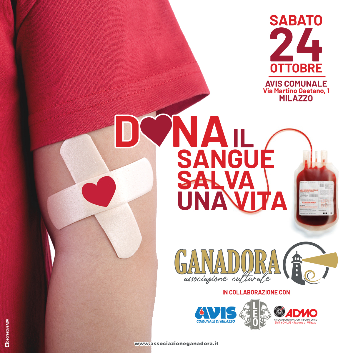 L'Associazione Ganadora promotore della manifestazione “Dona il sangue salva una vita”.